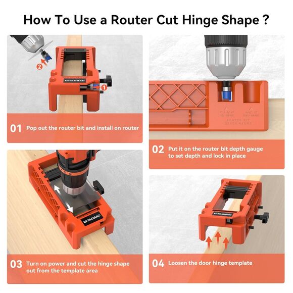 Door Hinge Jig, Door Hinge Router Template, Door Hinge Mortise - Picture 2 of 7